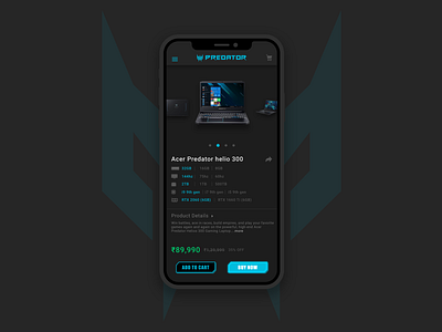 Acer Predator eCommerce Mobile App acer adobexd android animation app design predator typography ui uidesign ux uxdesign vector