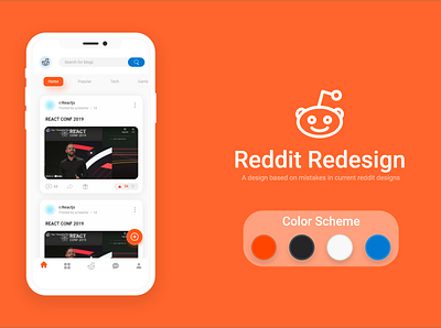 Reddit Redesign adobexd branding design reddit redesign typography ui ux vector