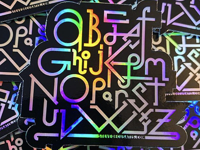 ABCD - Holographic abc customtype design foil holographic lettering monoweight sticker stickermule stickers type