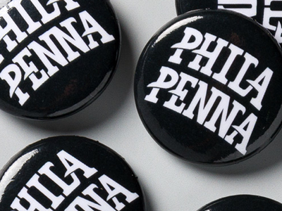 Phila. Penna. Buttons button lettering pa penna pennsylvania phila philadelphia philly pin type