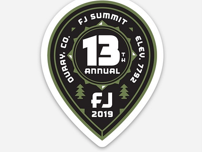 FJ Summit 13 badge colorado drop ouray pin summit tree trees truck