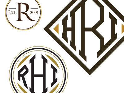 RHI Monograms decorative enclosure h i ligature logo mark monogram monograms r rhi seal type typography