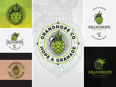 Grenade Hops Logo graphic design hand drawn logo illustrator logo logo design retro vintage logo vintage logo