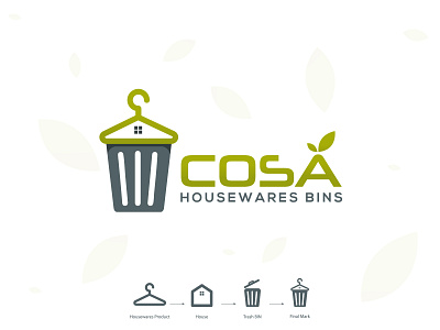 Housewares Bin Logo branding cleaning business design eco logo graphic design hanger logo home illustrator logo logo design trashbin logo warehouse logo