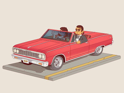 You Never Can Tell car car illustration cartoon cartoon character character character design illustration pulp fiction stylized car stylized character stylized illustration