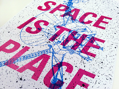 Space is the place cyan magenta outer space overprint space spacecraft stars voyager