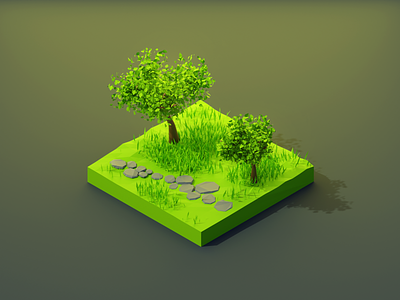 Low poly field practice 3d blender low poly scene
