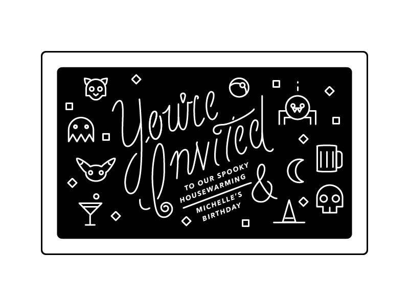 Housewarming Invite halloween handlettering calligraphy illustration