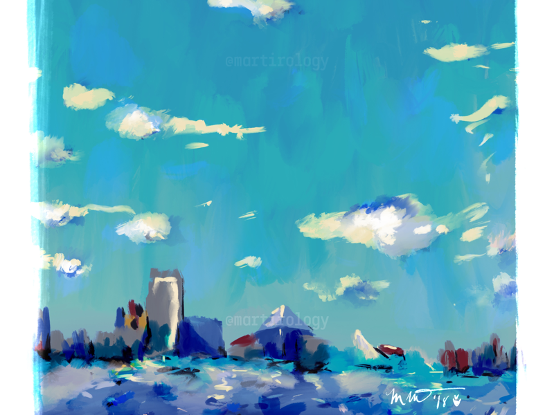 Baltimore building ship boat harbor maryland city clouds sky water illustration baltimore