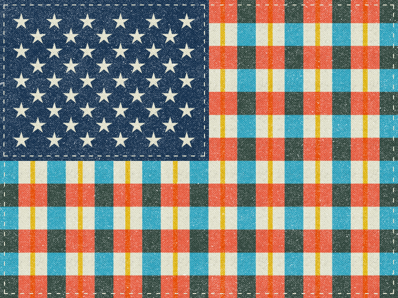 Plaid Flag vintage retro flannel art hipster july 4th america design flag usa illustration pattern