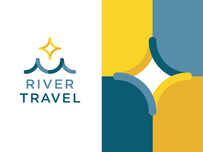 River Travel Logo branding bridge design icon logo river star travel typography waves
