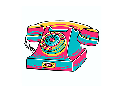 90's Vibe - Telephone Vector Illustration call classic communication dial illustration isolated old phone retro telephone vector vintage