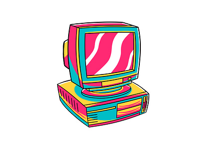 90's Vibe - Computer Vector Illustration art background computer design digital icon illustration play retro technology vector video