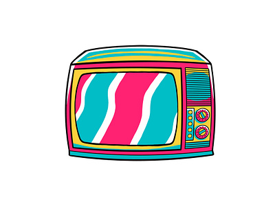 90's Vibe - Television Vector Illustration 1970s plastic play realistic rec retro stack sticker style technology television template