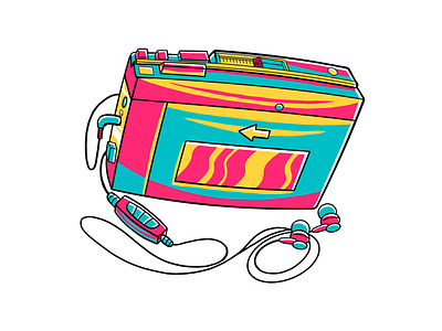 90's Vibe - Portable Tape Recorder Vector Illustration