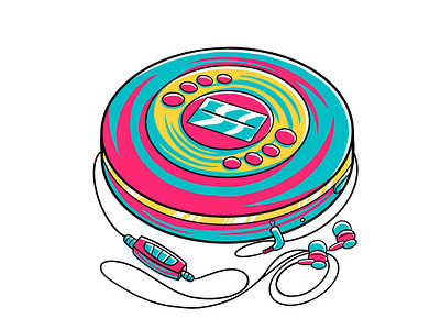 90's Vibe - Disc Player Portable Vector Illustration
