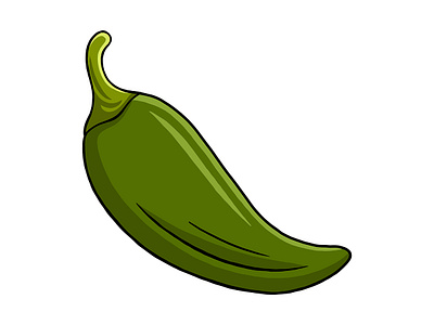 Green Hot Chilli Pepper Vector Illustration