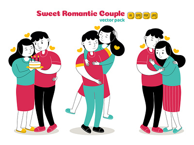 Sweet Romantic Couple Vector Pack #04