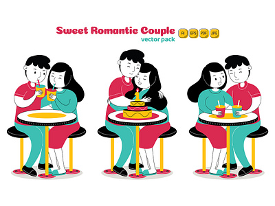 Sweet Romantic Couple Vector Pack #06 couple happy heart holiday illustration love pack romantic set sweet valentine vector