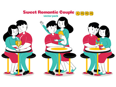 Sweet Romantic Couple Vector Pack #07 couple happy heart holiday illustration love pack romantic set sweet valentine vector