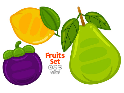 Fruits Set Vector Illustration #03 background diet food fresh fruit icon illustration set summer sweet vector vegetarian