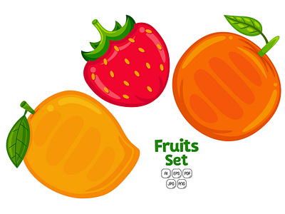 Fruits Set Vector Illustration #04 background diet food fresh fruit icon illustration set summer sweet vector vegetarian