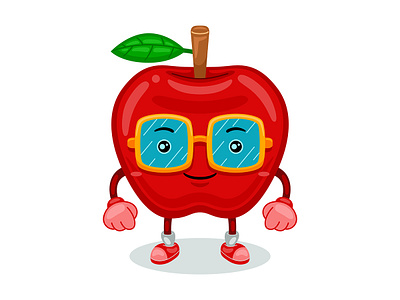 Apple Character Vector apple cartoon character cute face food fruit funny happy illustration sweet vector