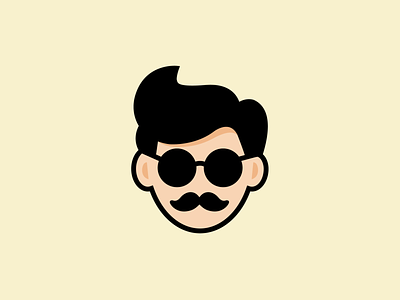 Cute Hipster Cartoon flat graphic design hipster icon identity illustration logo logotype mascot minimal vector