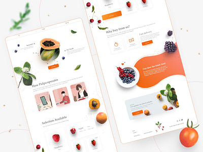 Landing page for Pulpa (Online grocery stop) ecommerce fruit fruits minimal ui website