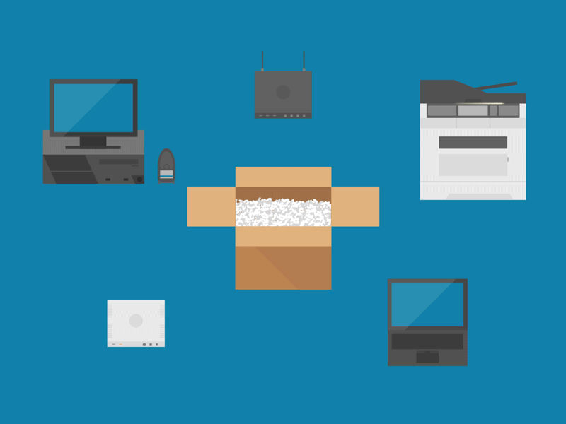 "Shop-in-a-Box" after effects animation computer illustration motion design motion graphics printer