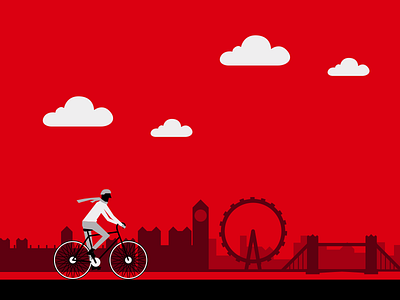 Chap On A Bicycle bicycle bike city cycling flat illustration london skyline