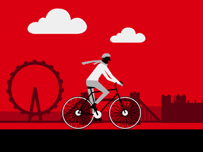 Chap On A Bicycle [GIF] after effects animation bicycle character city london motion design motion graphics