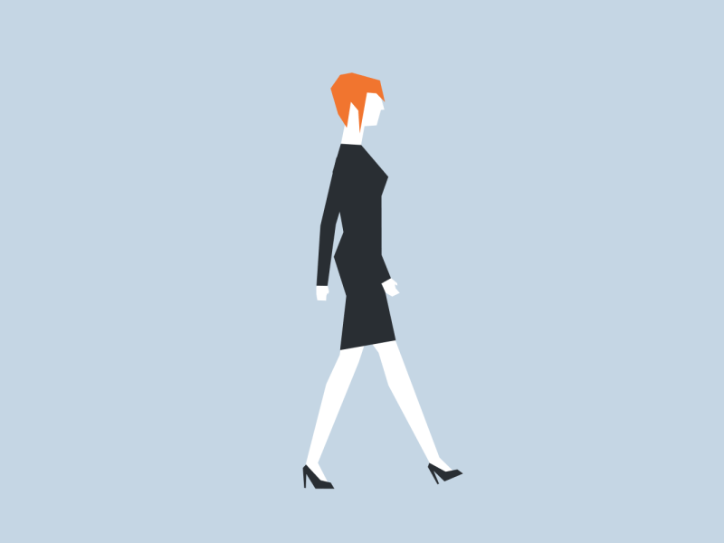 Office Lady Walk Cycle 2d animation after effects animation frame by frame motion design