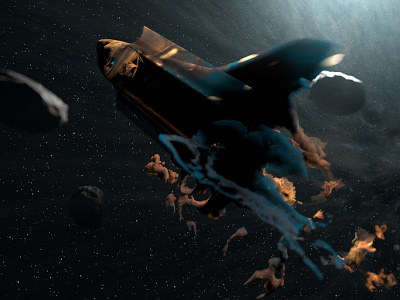 Shuttle Disintegration 3d arnold cinema4d render smoke space volumes