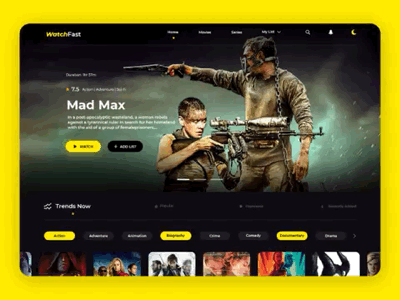 TV Show Web App animation creativity dark mode movie ui inspiration uidesign ux design web application