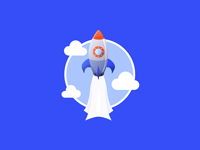 Flying Rocket Badge badge emoji figma illustration rocket vector