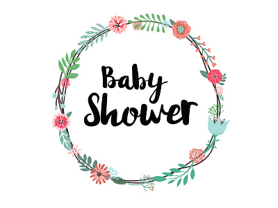 Baby Shower invitation baby floral flowers handwritten script shower
