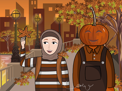 Enjoy The Season Series 1/4 autumn illustration orange pumpkin