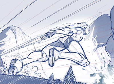 „Destiny’s Sword” comics concept draw illustration sketch videogame woman