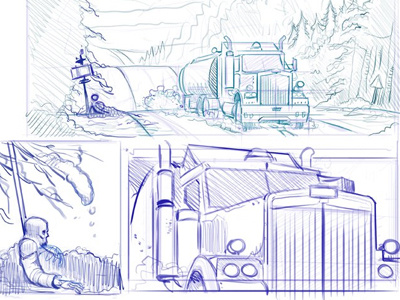 Sequential art - sketch art comic comics digital2d drawing illustration truck winter