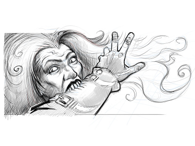 Comic panel - sketch comics draw horror illustration sketch woman