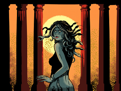 Medusa color comics draw illustration ink woman