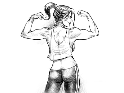 strong! comics draw fitness illustration sketch woman