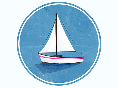Boat in the water badge boat circle icon illustration sailboat sailing ship simple water