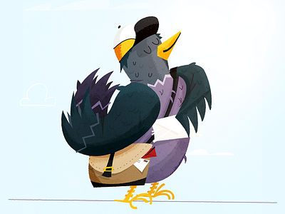 Messenger Pigeon bag bird carrier character envelope hat illustration letter mail messenger pigeon