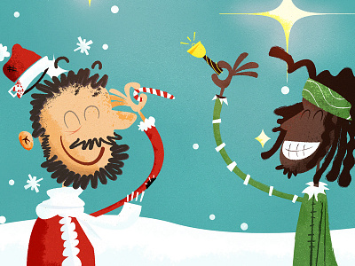 December Song character christmas cute digit elf holiday illustration santa snow stars