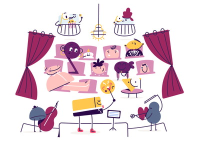 Musical styles quest 2 boston chairs character character design characters conductor curtains education fun illustration music musical opera opera house playful stage symphony whimsical