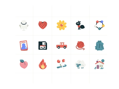 Ravelry Icon Set 1 car crafts crochet disk emoji fire heart hobby iconography icons illustration knit knitted knitting ravlery sweater ui yarn