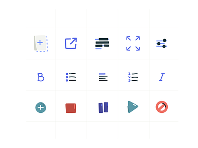 Ravelry icons 2 48px bold icon set iconography illustration illustrator minimal pause play playful stop tools vector