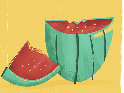 Watermelon food fruit illustration midcentury watermelon